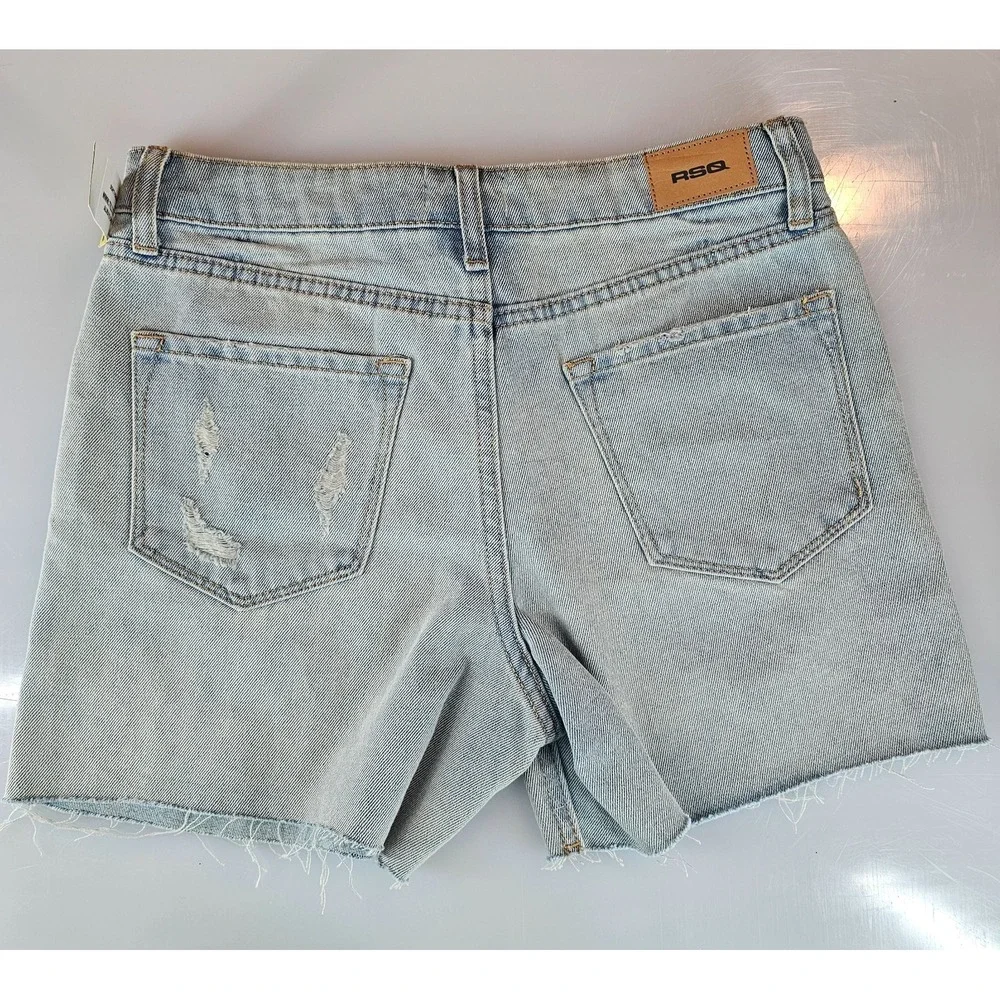 RSQ Girl Denim Shorts 7 Mid Length Short Fray Tilly Med Wash GD1006 NWT - Picture 4 of 13